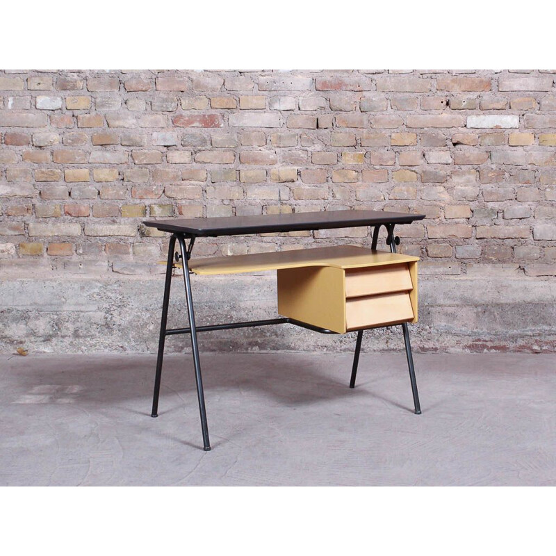 Vintage desk with two drawers and tilting top, 1960