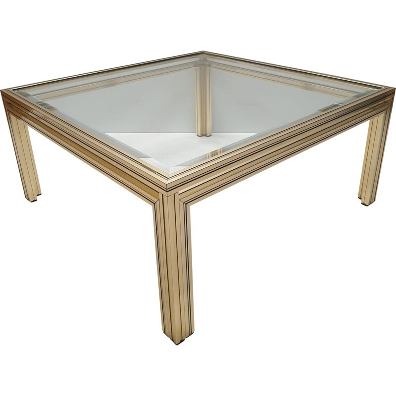 Gold-plated square coffee table by Pierre Vandel, 1970s