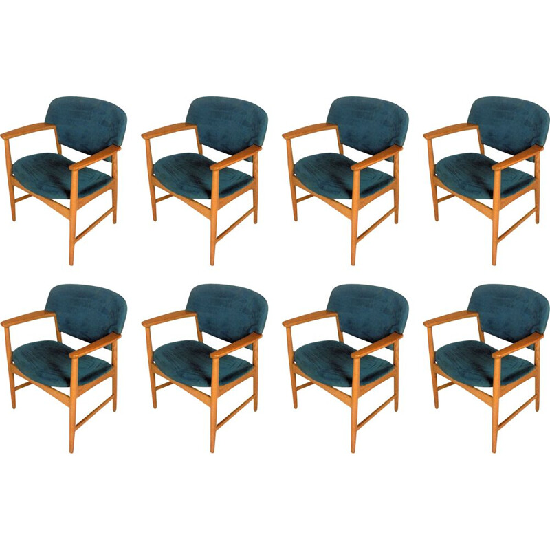 Set of 8 vintage armchairs by Ejner Larsen and Axel Bender Madsen for Fritz Hansen