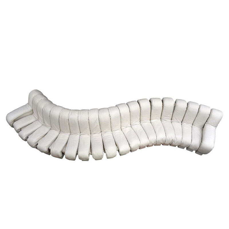 Vintage 20-Piece DS600 "Snake" Sofa in Crème White Leather by De Sede