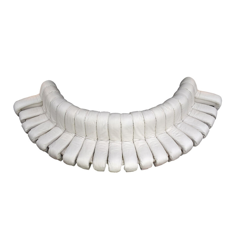 Canapé vintage DS600 "Snake" en cuir blanc crème, 20 pièces, par De Sede