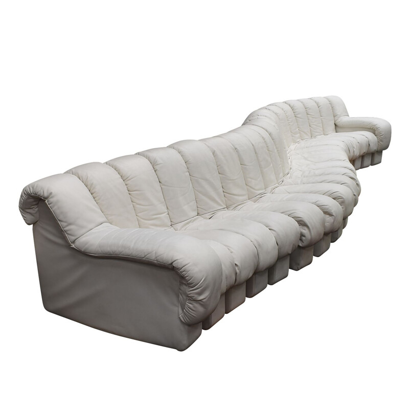 Vintage 20-Piece DS600 "Snake" Sofa in Crème White Leather by De Sede