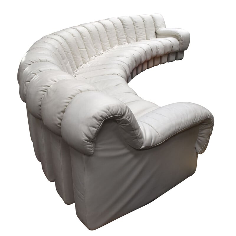 Vintage 20-Piece DS600 "Snake" Sofa in Crème White Leather by De Sede