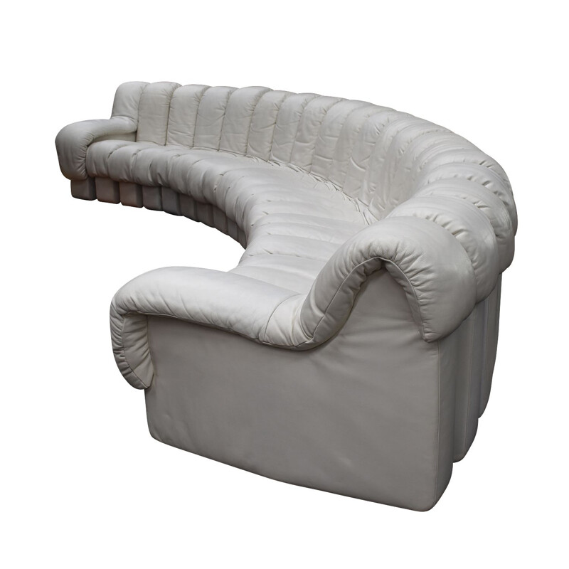 Vintage 20-Piece DS600 "Snake" Sofa in Crème White Leather by De Sede