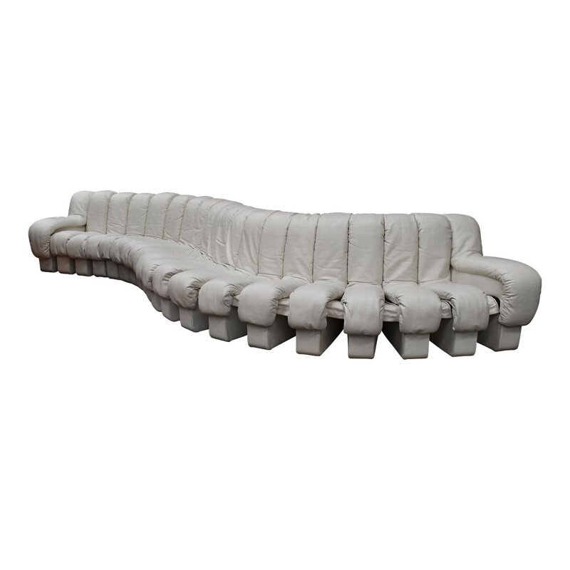 Vintage 20-Piece DS600 "Snake" Sofa in Crème White Leather by De Sede