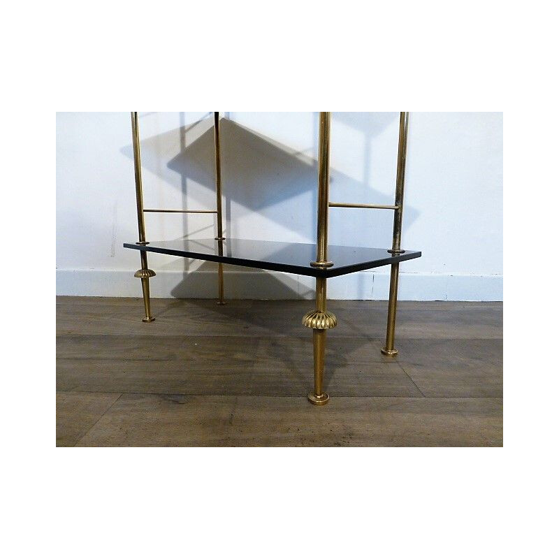 Vintage brass and black opaline shelf, 1960