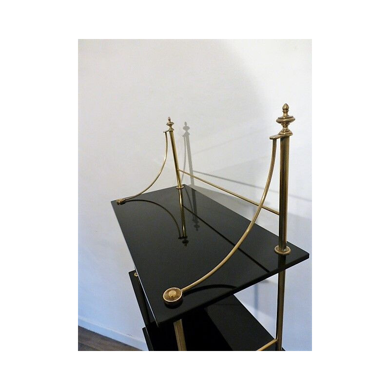 Vintage brass and black opaline shelf, 1960