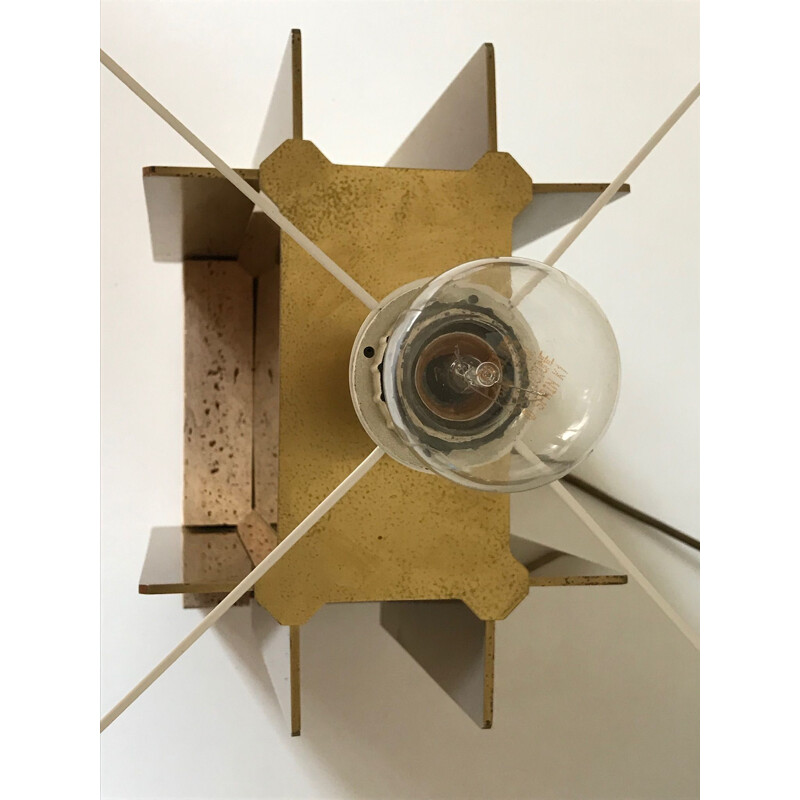 Vintage brass and travertine lamp by Gaetano Sciolari 