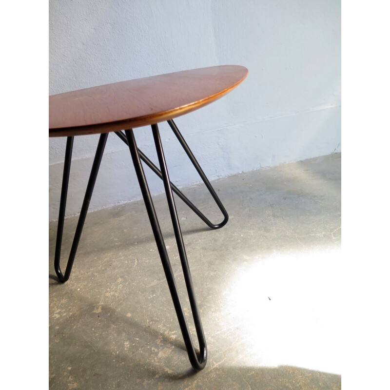 Vintage teak side table with black metal legs,1950