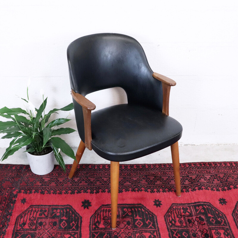 Vintage imitation leather armchair, Sweden, 1960