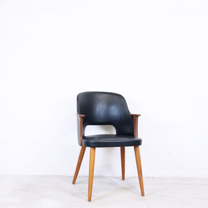 Fauteuil vintage simili-cuir, Suède, 1960