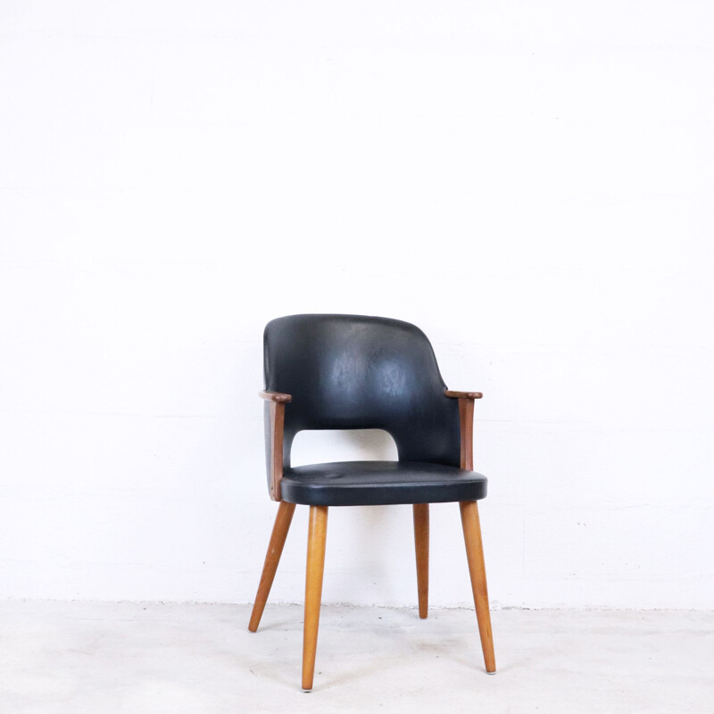 Vintage imitation leather armchair, Sweden, 1960
