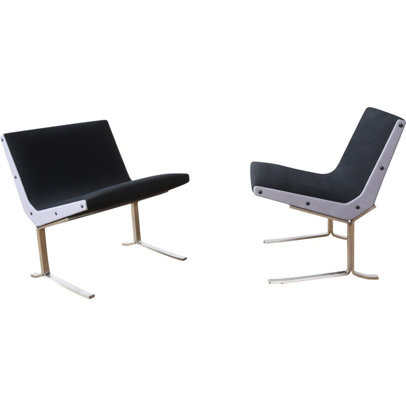 Pair of Formanova steel and fabric lounge chairs, Gianni MOSCATELLI - 1960s