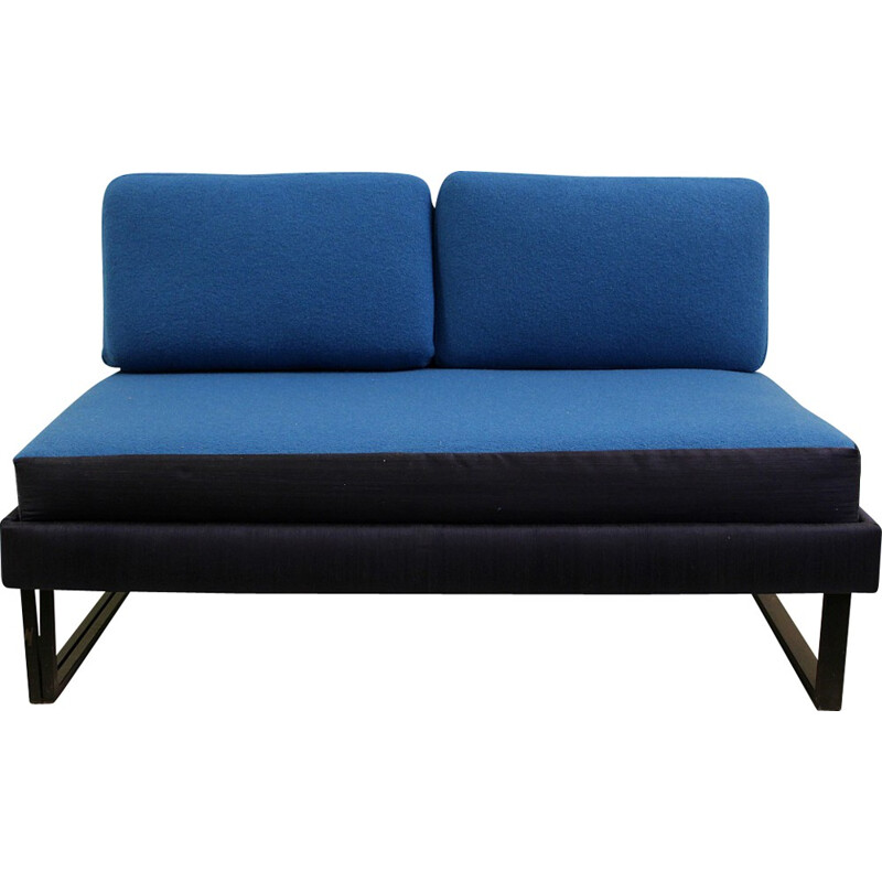 Convertible blue 2-seater sofa - 1970s
