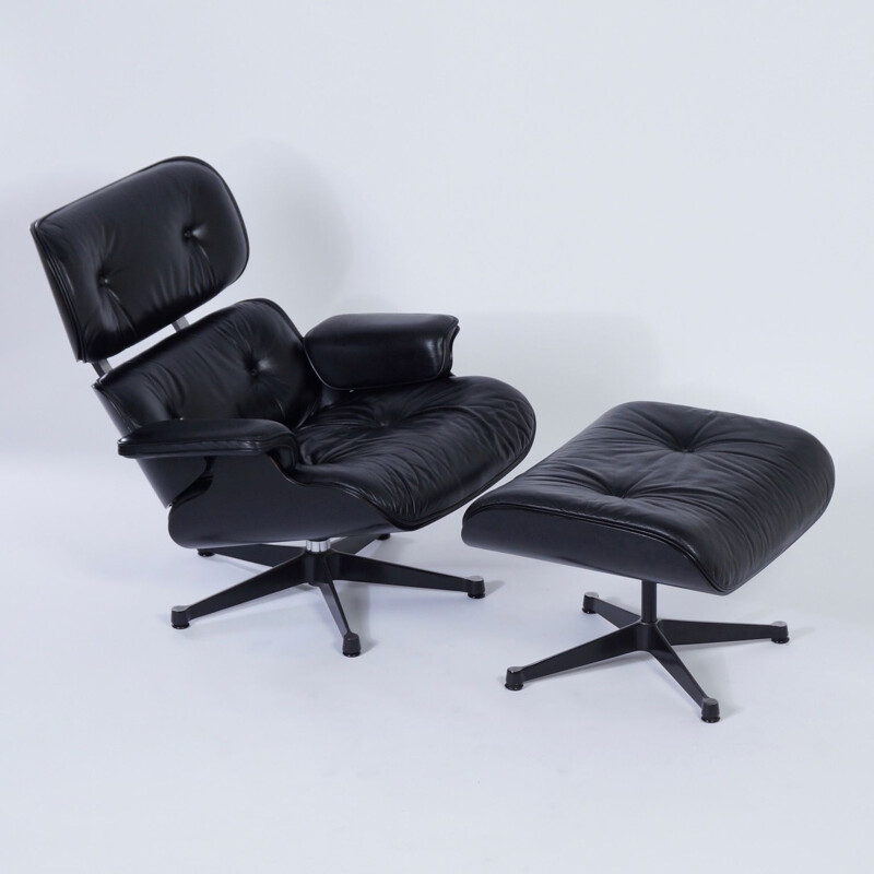 Vintage armchair and ottoman by Charles Eames for Vitra, 1980s