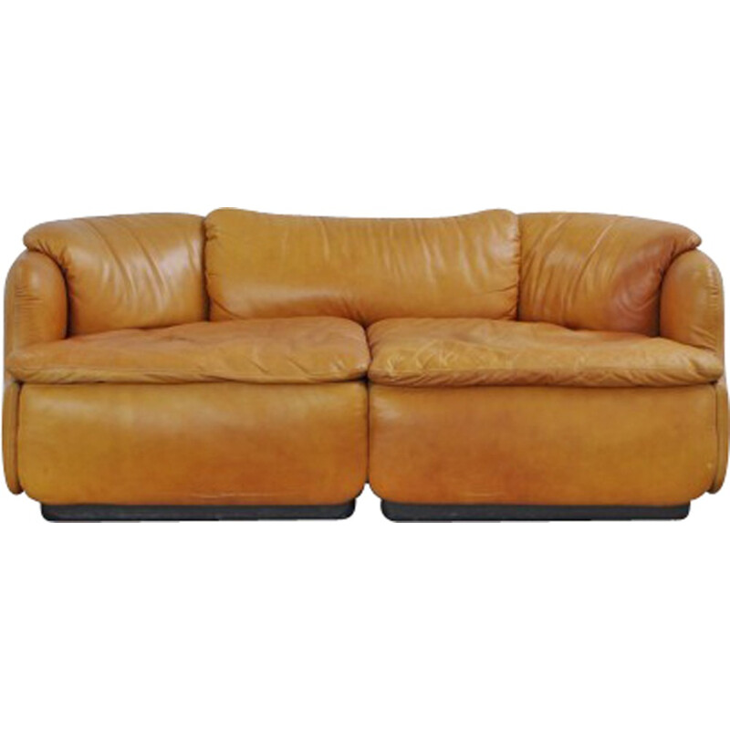 Saporiti sofa in brown fabric, Alberto ROSSELLI - 1970s