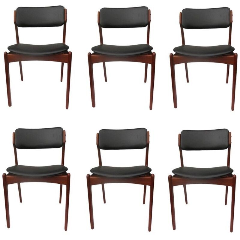 Set of 6 teak vintage dining chairs by Erik Buch, 1960s