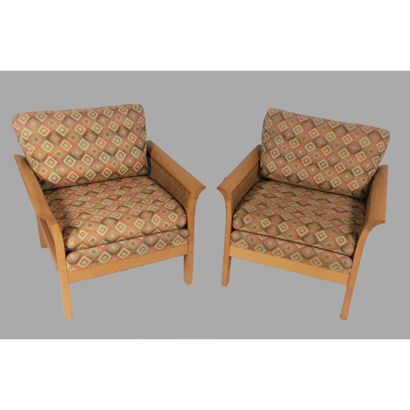 Set of 2 vintage Rotang armchairs by Arne Norell, 1970s