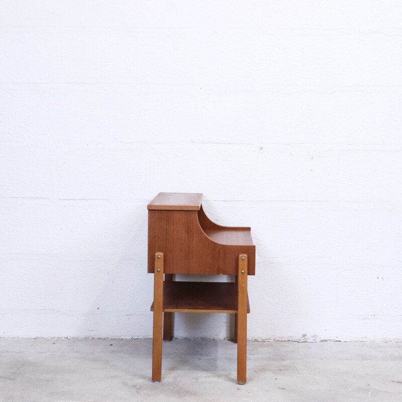 Pair of vintage teak mismatched bedside tables in teak, 1960