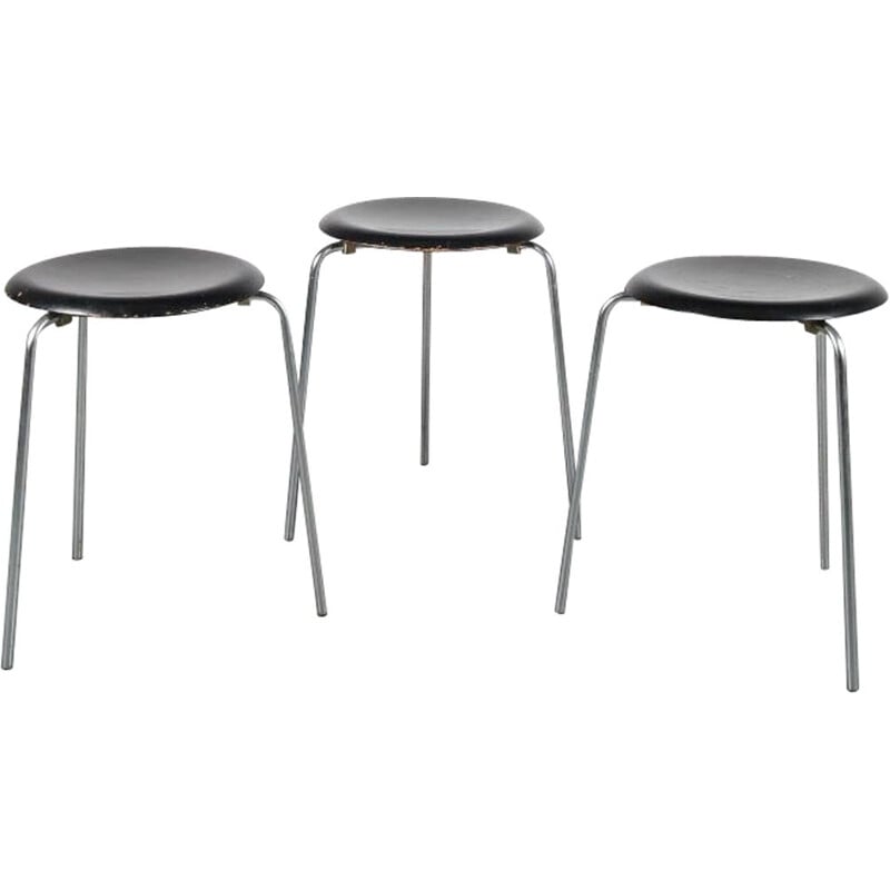 1950s “Dot” stools  designed by Arne Jacobsen, manufactured by Fritz Hansen in Denmark