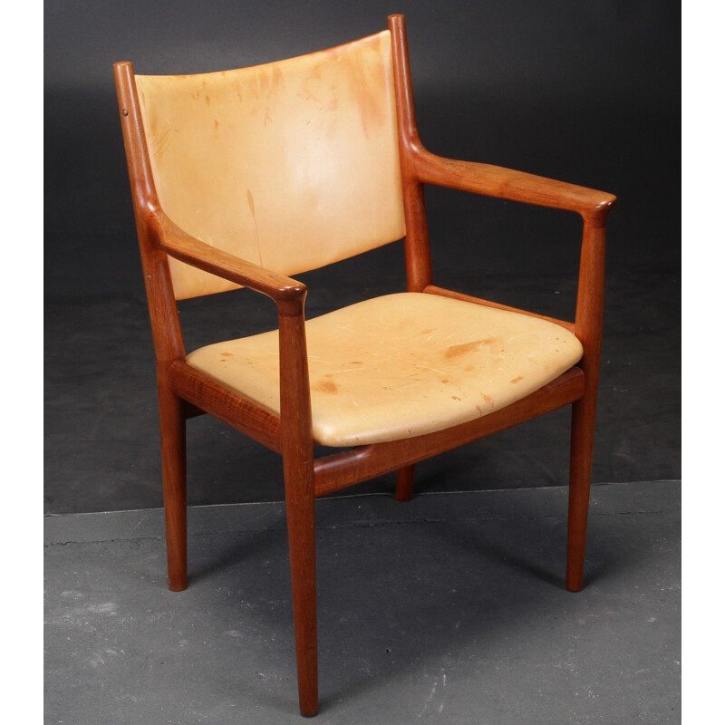 Vintage Wegner Armchair in Oak by Johannes Hansen inc. Reupholstery, 1960