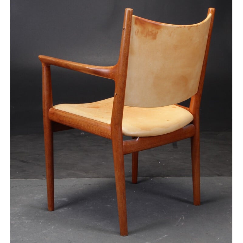 Fauteuil Vintage Wegner en chêne de Johannes Hansen inc. Retapissé, 1960