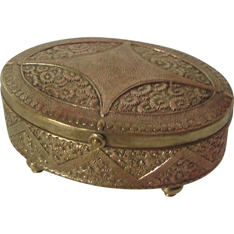 Vintage jewellery box in brass, 1900s