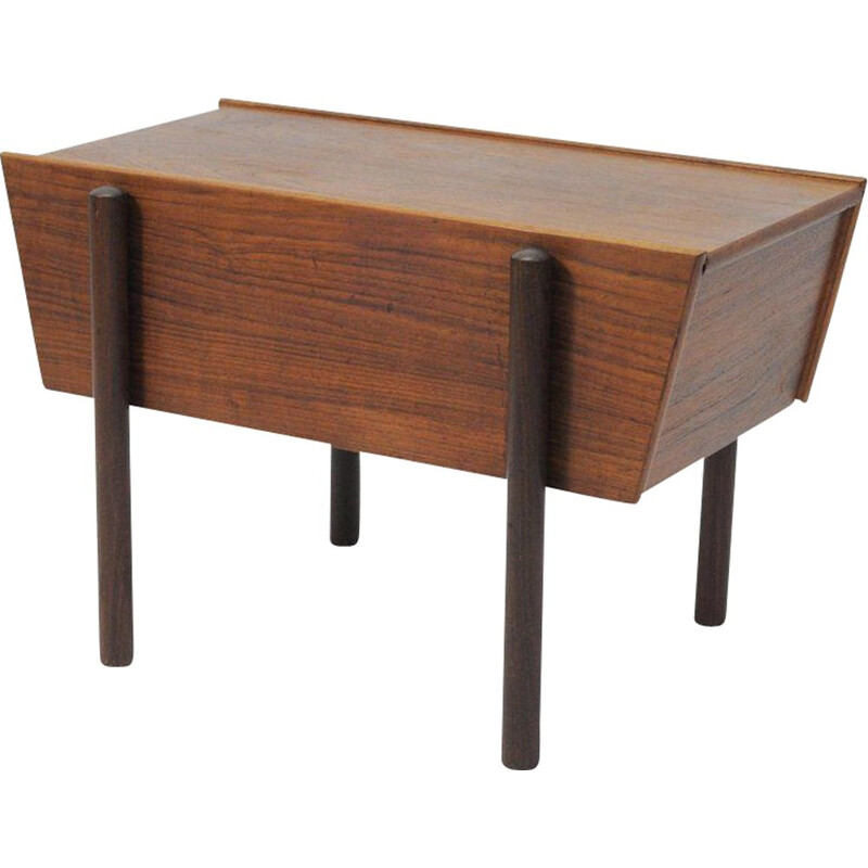 Vintage Danish Sewing Side Table in Teak, 1960