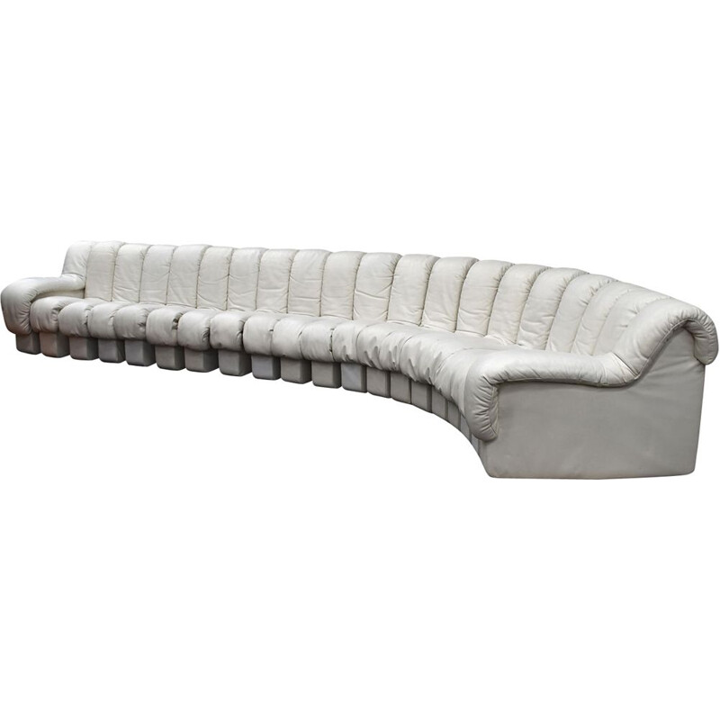 Vintage 20-Piece DS600 "Snake" Sofa in Crème White Leather by De Sede