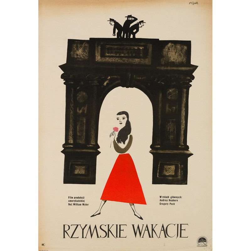 Affiche polonaise du film "Vacances romaines", Jerzy FLISAK - 1959