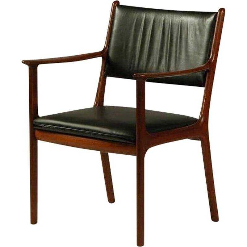 Vintage PJ 412 mahoniehouten fauteuil van Ole Wanscher 1950