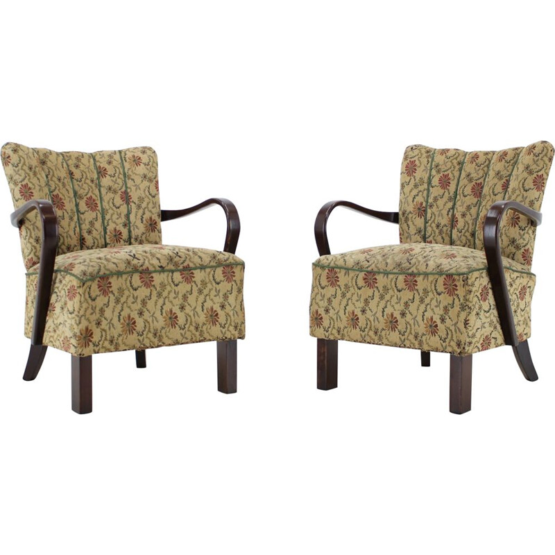 Set of 2 vintage armchairs by Jindřich Halabala, model H-237