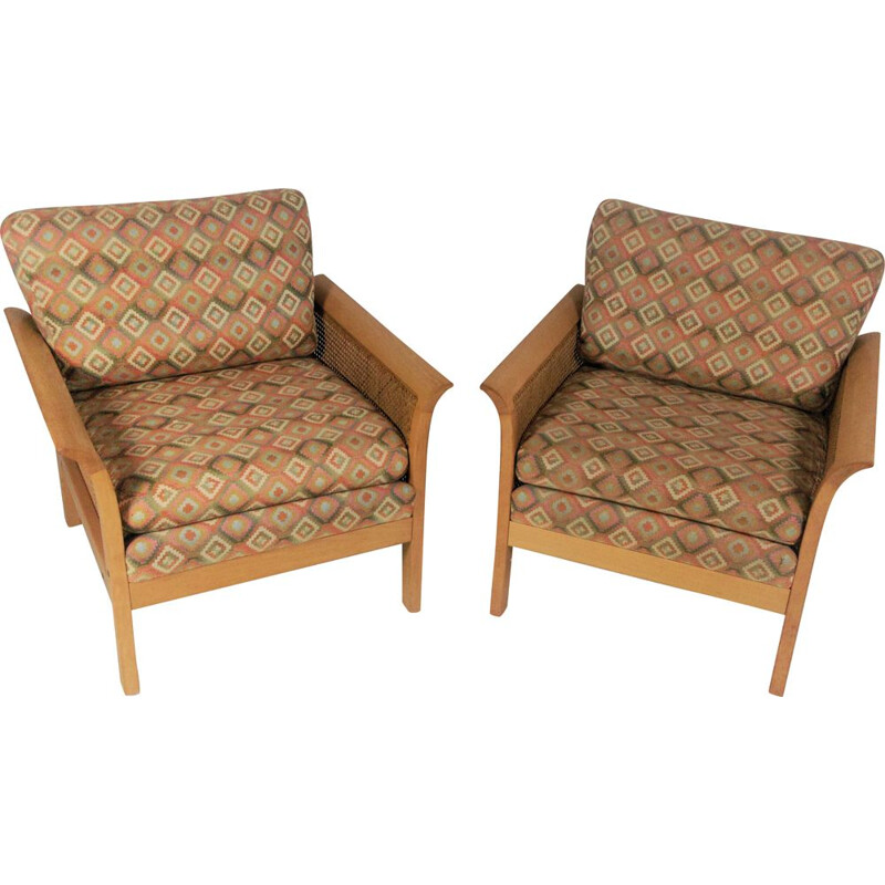 Set of 2 vintage Rotang armchairs by Arne Norell, 1970s