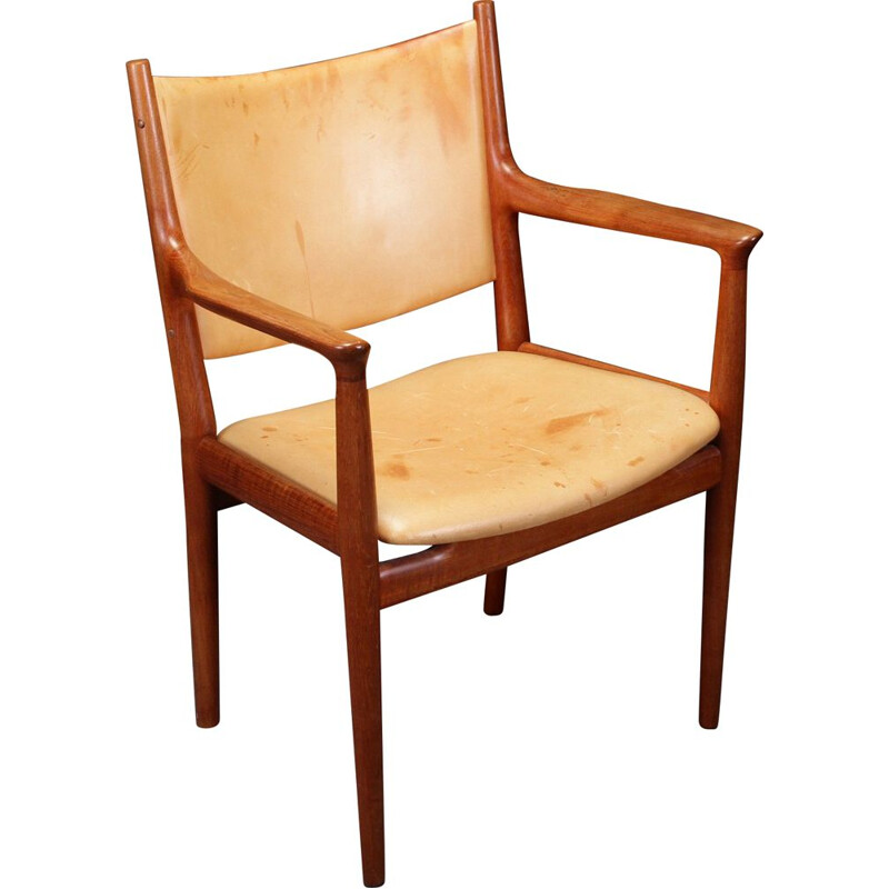 Vintage Wegner Armchair in Oak by Johannes Hansen inc. Reupholstery, 1960