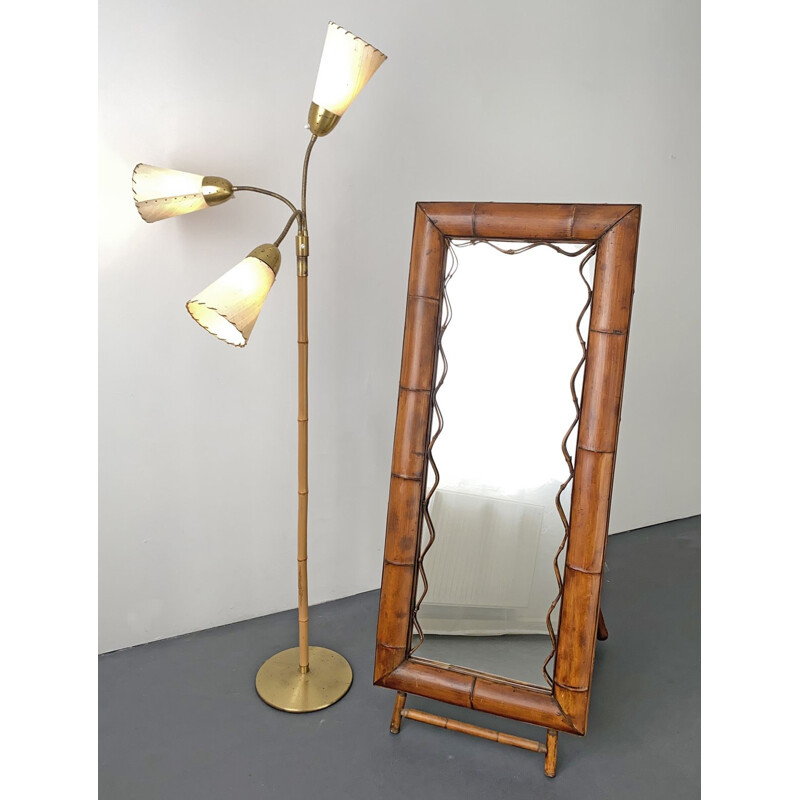 Standing mirror bamboo colonial style 1950