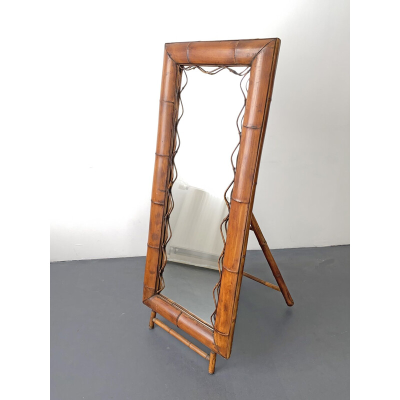 Standing mirror bamboo colonial style 1950