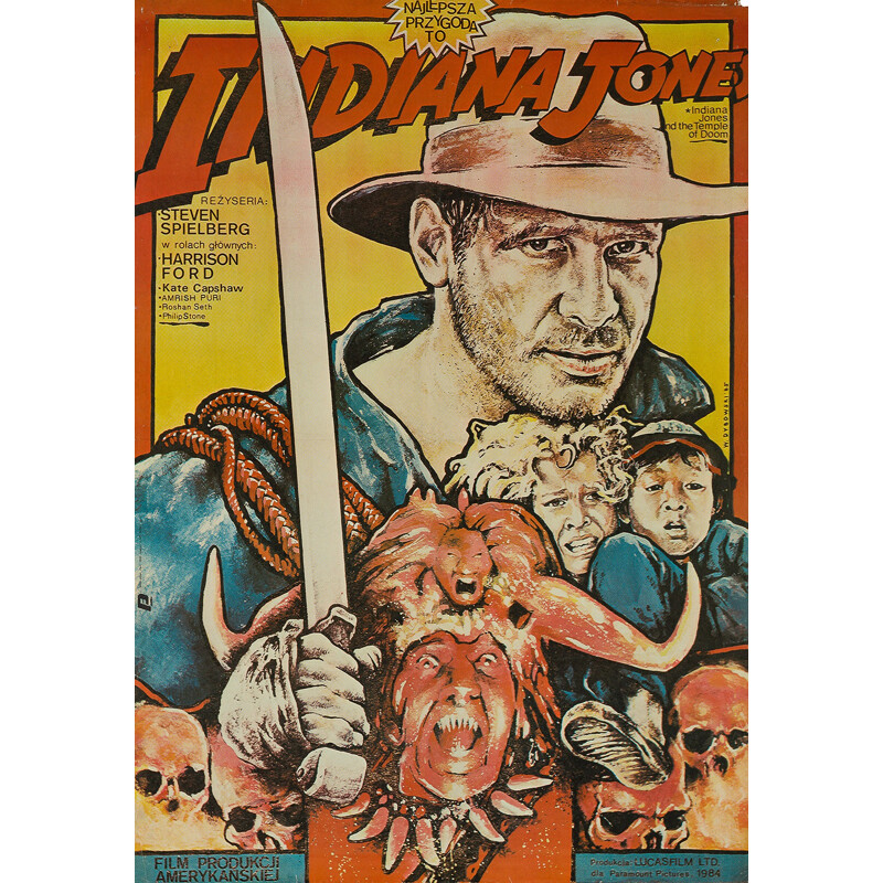 "Indiana Jones and the Temple of Doom" film poster, Witold DYBOWSKI - 1985