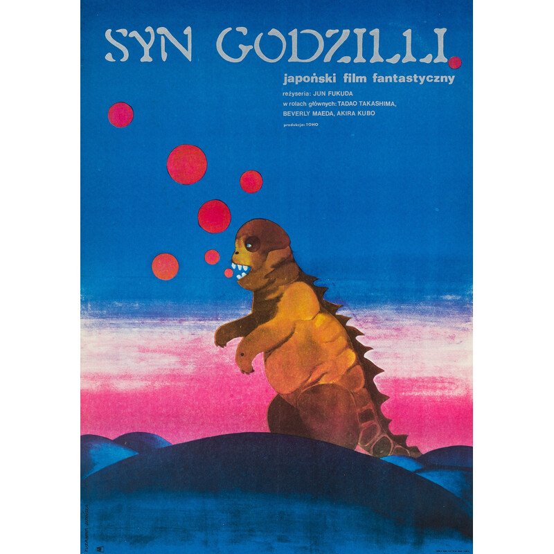 Affiche vintage polonaise du film "Le fils de Godzilla", Zuzanna LIPINSKA - 1970
