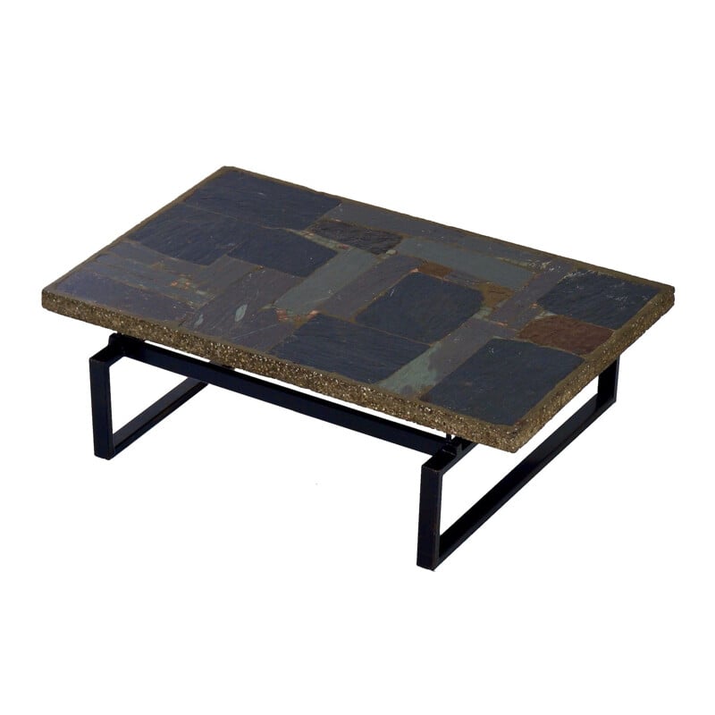 Vintage brutalist coffee table with mosaic by Paul Kingma, 1970