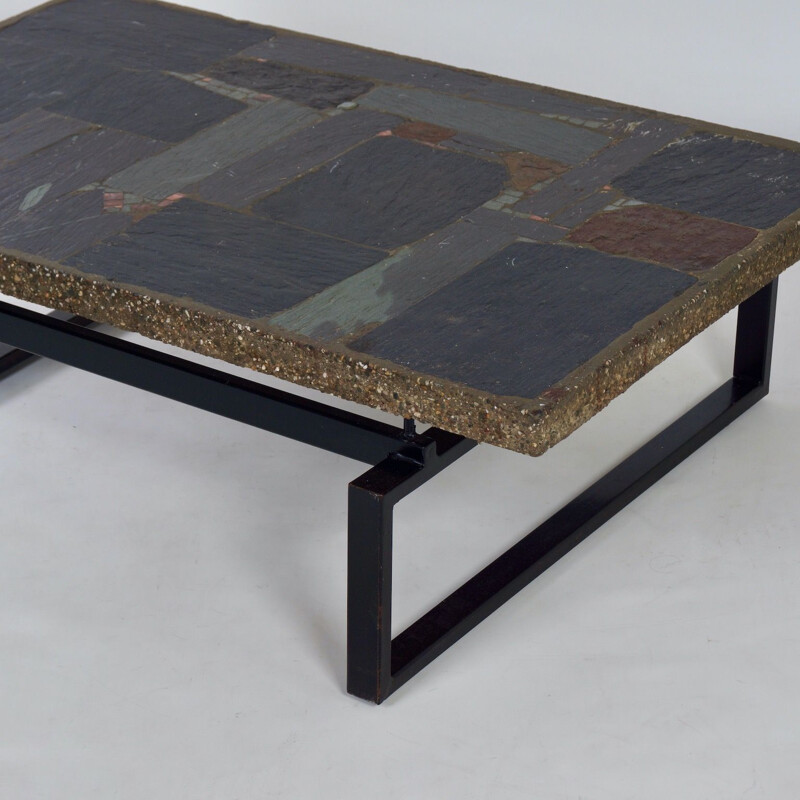 Vintage brutalist coffee table with mosaic by Paul Kingma, 1970