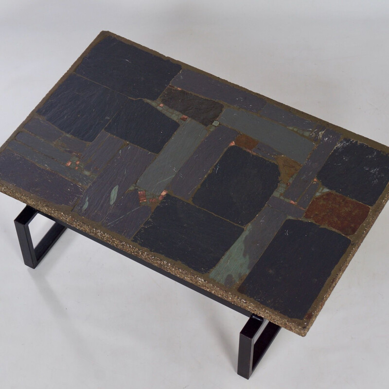 Vintage brutalist coffee table with mosaic by Paul Kingma, 1970