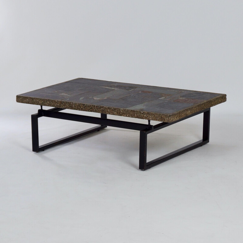 Vintage brutalist coffee table with mosaic by Paul Kingma, 1970