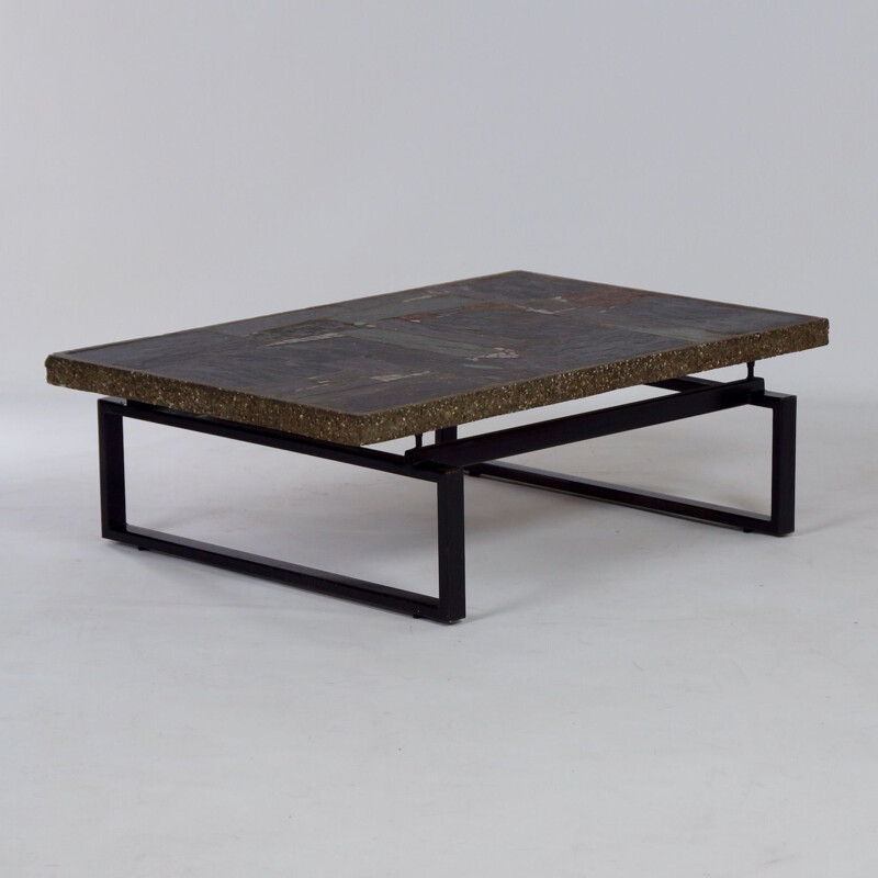 Vintage brutalist coffee table with mosaic by Paul Kingma, 1970