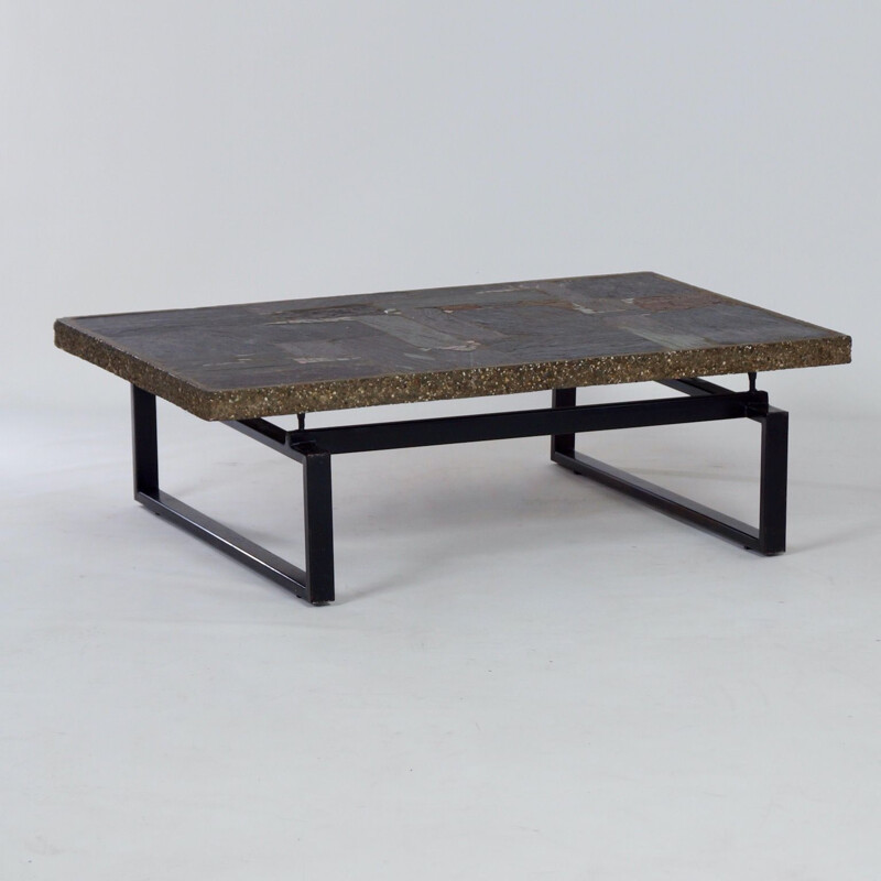 Vintage brutalist coffee table with mosaic by Paul Kingma, 1970