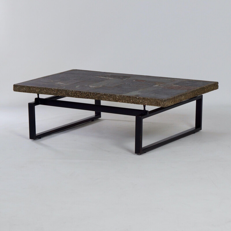 Vintage brutalist coffee table with mosaic by Paul Kingma, 1970