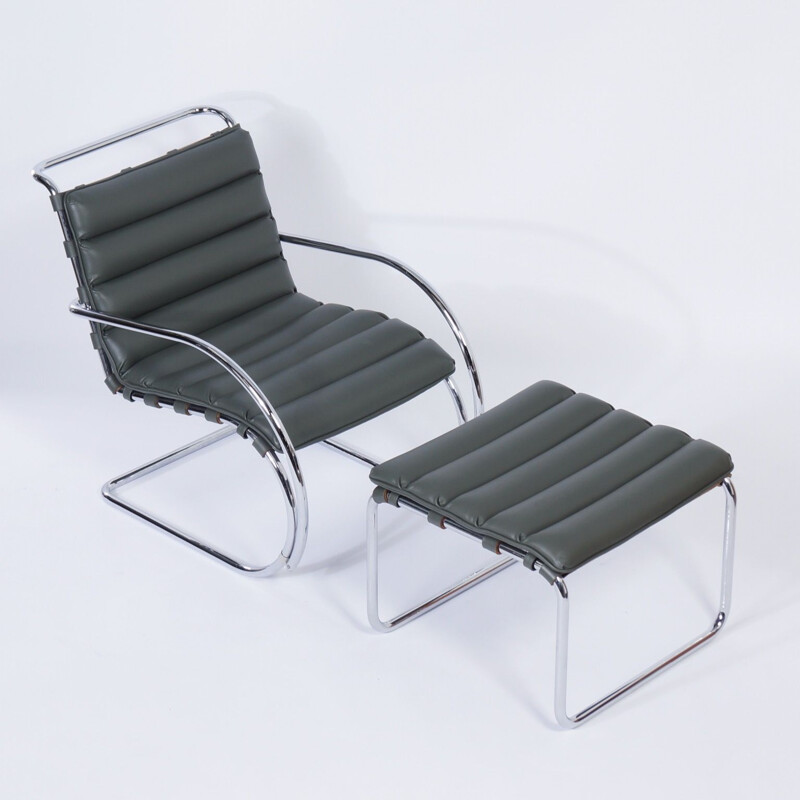 Vintage MR Lounge Chair with footstool by Mies van der Rohe for Knoll, 2000s