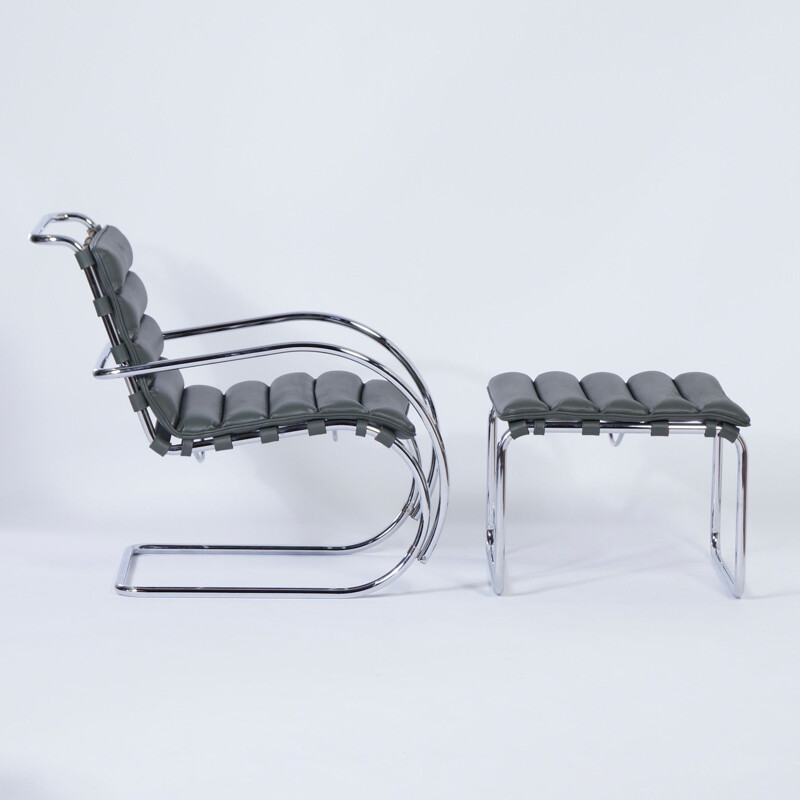 Chaise longue vintage MR avec Ottoman de Mies van der Rohe pour Knoll,  2000