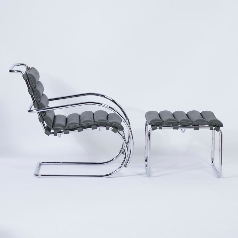 Vintage MR Lounge Chair with footstool by Mies van der Rohe for Knoll, 2000s