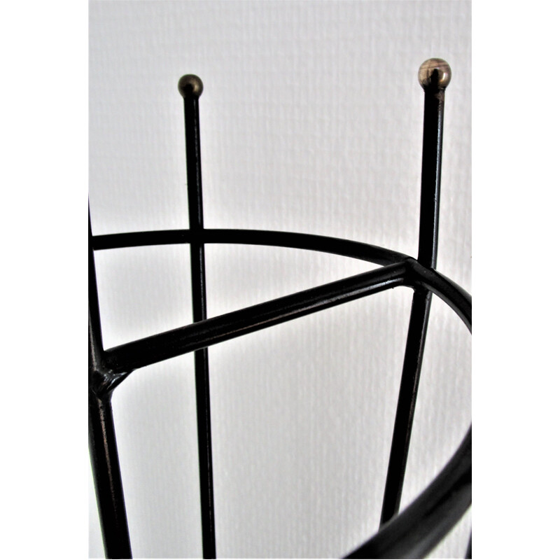 Vintage umbrella holder brass and black modernist lacquered metal 1950