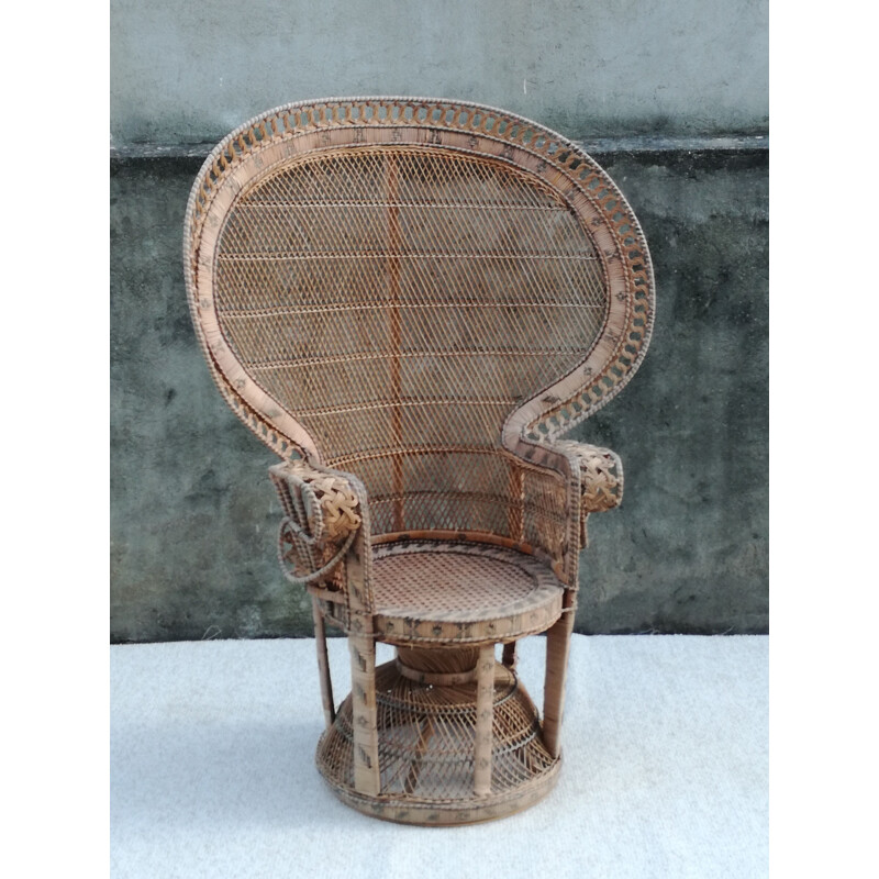 Vintage Emmanuelle armchair in Rattan, france, 1970